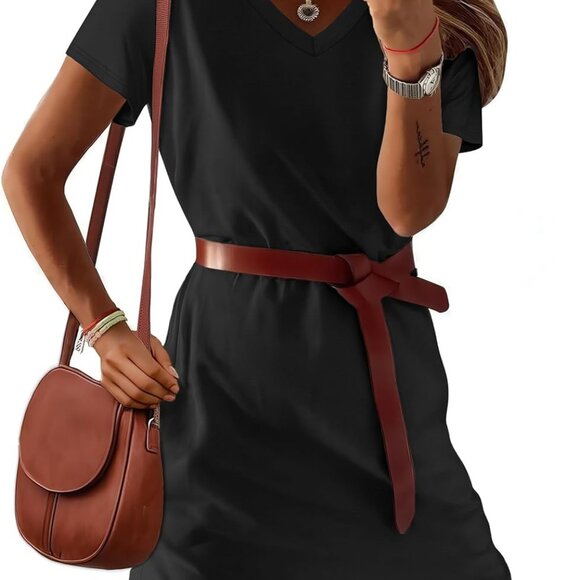 Summer Casual Dress Women V-Neck Short Sleeve Beach Sundress Large - Picture 2 of 6